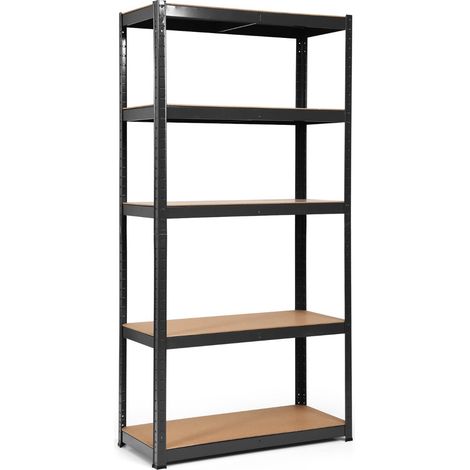Estantería de garaje regulable 90 x 40 x 180 cm capacidad de carga 175 kg diseño práctico acero galvanizado negro 200012056