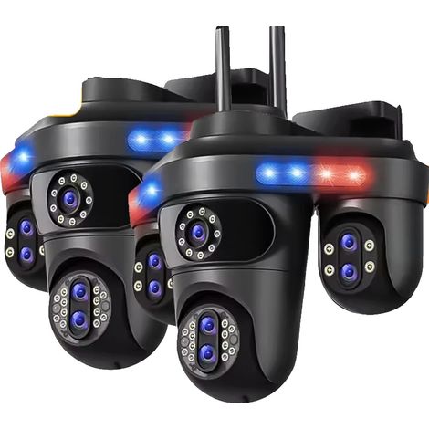 Caméra de sécurité, zoom optique 10X, vision nocturne, 2Pcs Caméra Noire, Prise EU (1/2)