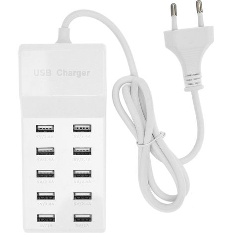 Intelligente USB-Wandladestation mit 10 Anschlüssen für mehrere Geräte, EU-Stecker 100–240 V