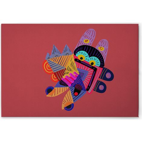 Leinwandbild Bunte Kreaturen M1-No.51281 - Kunstdruck auf Leinwand in Rot Bunt - Wandbild 45 x 30 cm