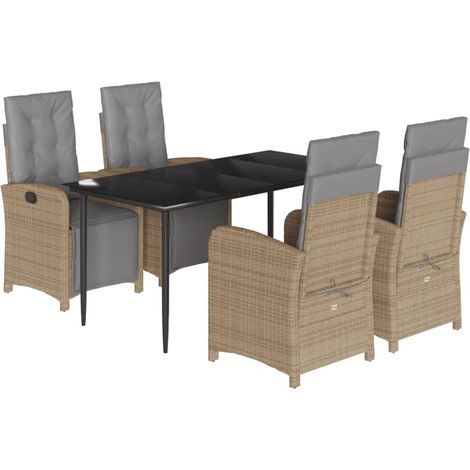 Maison Exclusive - Set comedor de jardín 5 pzas con cojines ratán (1/5)