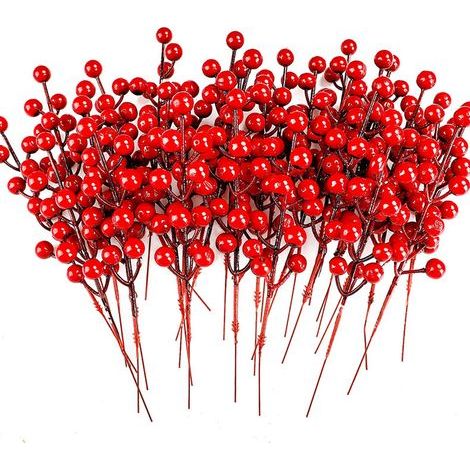 Funkelnde Beerenstiele – Flexibler Metalldraht – Weihnachtsbaum- und Kranzdekoration – 12er-Pack (1/5)