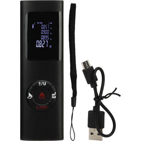 USB rechargeable electronic rangefinder, high precision, with built-in battery, black. (1/5)