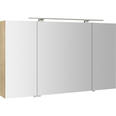 Armoire à miroir RIWA avec. Luminaire LED, 3x portes, 121x70x17cm, Elm Bardini (1/5)