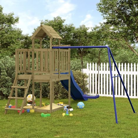 Aire de Jeux d'extérieur, Maison enfant exterieur, Maisonnette de jeu bois de pin imprégné LKOWF38977 (1/5)