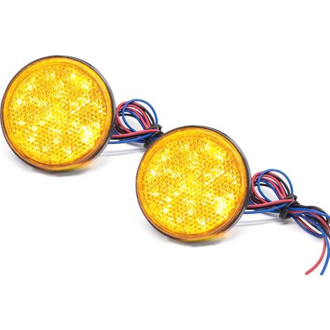 Feux arrière de moto, clignotant, feu arrière rond universel, lampe de frein 24V, lampe arrière à 24 LED, réflecteur de frein, feu stop, indicateur de marqueur pour voiture, moto, camion (jaune (1/5)