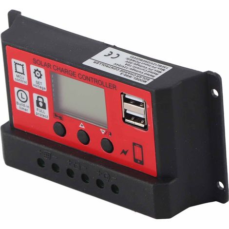 Solar-Laderegler, einstellbar, intelligenter Regler für Solarmodule und Batterien mit LCD-Display, 12 V, 24 V, 10 A (1/5)