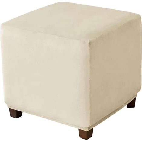Fodera in velluto per poggiapiedi quadrato, fodera per poggiapiedi cubico con elastico protettivo (beige) (1/3)