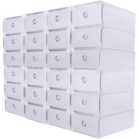 Gojoy – Lot de 20 boîtes à chaussures transparentes – Dimensions 31 x 20 x 11 cm – Matériau PP durable – Empilables et visibles