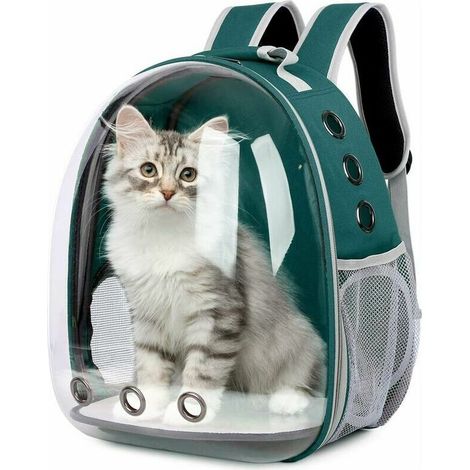 Déstockage Sac à Dos pour Animaux de Compagnie Sac à Dos Portable pour Animaux de Compagnie Sac à Dos de Voyage pour Animaux de Compagnie Transparent Capsule Spatiale Respirante, Vert (1/5)
