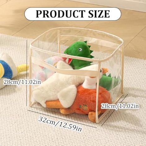 Boîte de rangement pour enfants, sac de rangement pliable transparent en PVC pour jouets (1/4)