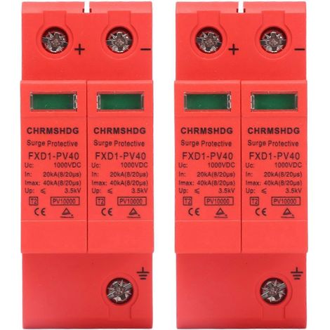 2 Stück Überspannungsschutzgeräte DC Photovoltaik-Ableiter 2P 40 kA mit Fernsignal FXD1‑PV401000V