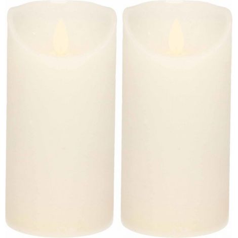 Lot de 2 bougies LED blanches / bougies piliers 15 cm - Bougies de luxe à piles avec flamme vacillante (1/2)
