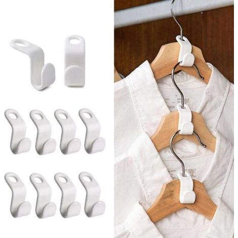 Lot de 20 cintres avec crochet de fixation - Organisateur blanc (1/5)