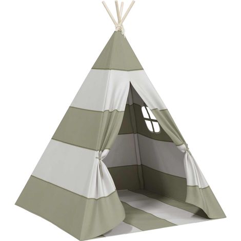 Maison Exclusive - Kindertent Grau und Weiß 120 x 120 x 150 cm Ma (1/5)