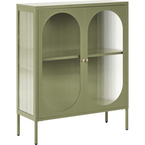 Sideboard mit Glastüren SARRE Metall 90 cm Grün