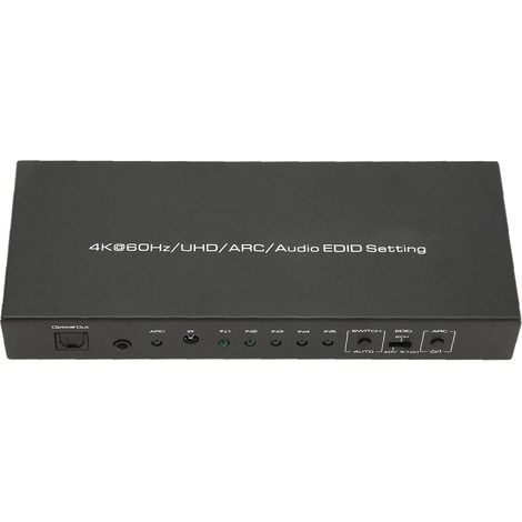Extracteur Audio HDMI 5 Ports 18Gbps avec Télécommande, Compatible ARC et HDR, Alimentation 100-240V, Prise UE