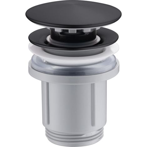 IMEX Scarico click-clack PVC negro mate para lavabo y bide con cubierta de acero S304 modelo Imex-VCC019