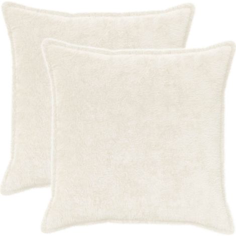 Cushion Cover 2 pcs HOUTEN White 70 x 70 cm Faux Rabbit Fur vidaXL