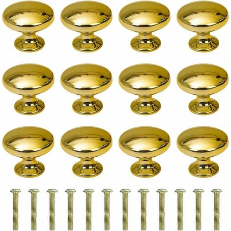 Boutons de Porte Rond Boutons de Tiroir 30mm Poignées de Tiroir avec Vis pour Armoire Bureau Table de Chevet Bibliothèque Meubles 12 Pièces Or (1/4)