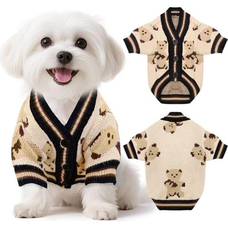Gestrickte Hundepullover, warmer Teddybärpullover (beige, S)