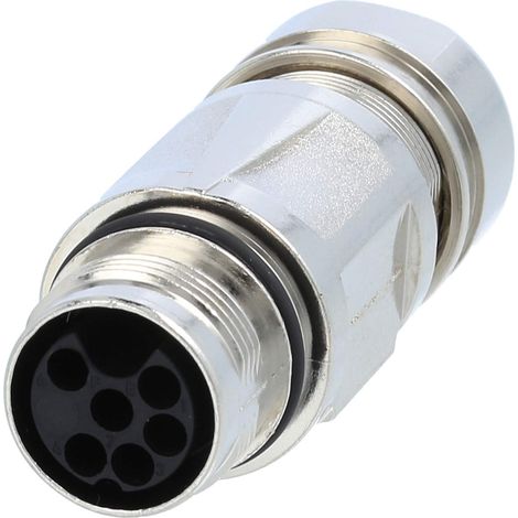 M17 Kupplungssteckverbinder gerade Stift Crimpanschluss, Polzahl 5+PE Kabelabgang gerade, Klemmbereich 8,0mm - 10,0mm - 1 Stück (1/3)