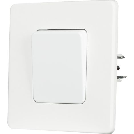 Interruttore singolo bianco per luce scale, in acciaio laccato (1/5)
