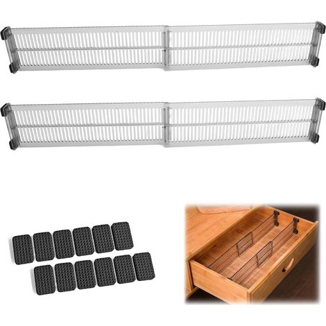4 Pièces Séparateurs de Tiroir Ajustables - Organisateur de Rangement pour Cuisine, Bureau et Salle de Bain, Séparateur Transparent en Plastique pour Tiroir, Idéal pour Organiser vos Espaces (1/5)
