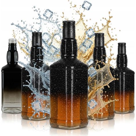 5x Daniel Glasflaschen 500ml Ombre Schwarz 0,5L für Whisky Wodka Likör (1/5)
