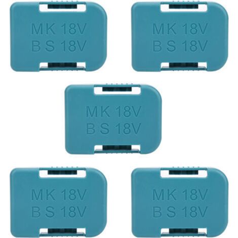 Lot de 5 supports de rangement pour batterie au lithium, fente pour ceinture, pour appareils de fixation Makita 18 V, cyan (1/5)