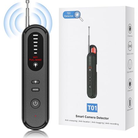 Detector 3 en 1 de cámaras espía, dispositivos de escucha y rastreadores GPS, detector de equipos ocultos, 6 niveles de sensibilidad, para hoteles y viajes, color negro. (1/5)