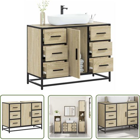 vidaXL Waschbeckenunterschrank Sonoma-Eiche 80x33x60 cm Holzwerkstoff (1/5)