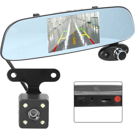 Caméra de recul de voiture HD 1080p avec lecteur DVD, enregistreur de conduite, objectif grand angle 170°, moniteur de trafic (1/5)