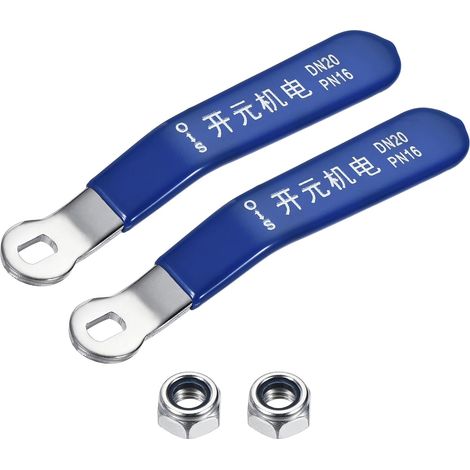 2Pcs Poignées de Levier, Rechanges en Fer Chromé Quart de Tour avec Poignées en Vinyle Plastique DN20 Idéal pour Vanne à Boisseau Sphérique (Bleu) (1/3)