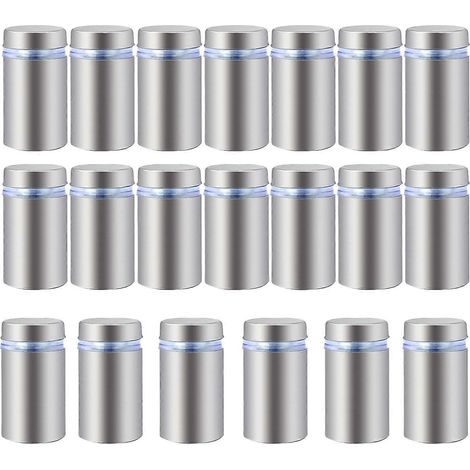 20 vis publicitaires en acier inoxydable pour entretoises en verre, 16 x 30 mm (1/5)