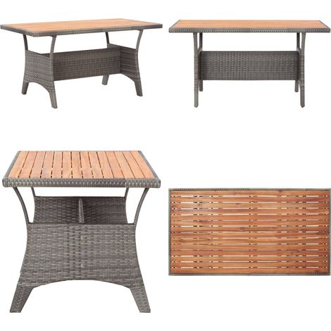 Gartentisch Grau 120x70x66 cm Akazie Massivholz - Esstisch - Gartentisch - Holztisch - Rattan Tisch - Outdoor Möbel - Home & Living (1/5)