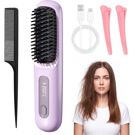 Brosse Lissante Sans Fil, Brosse Chauffante Cheveux Court (1/5)