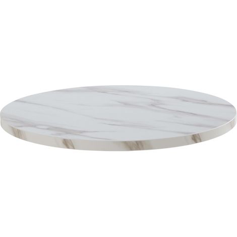 Plateau de table rond en mélaminé 60 cm – Épaisseur 2,5 cm – Finition marbre blanc – Compatible avec pieds Oviala