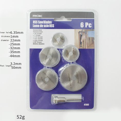 Lot de 6 lames de scie circulaire en acier, disques de découpe et meulage pour meuleuse électrique, accessoires compatibles