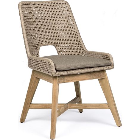 Poltrona moderna "Hesperia" per giardino e veranda in legno di teak e corda sintetica -Slate / Confezione da 2 pezzi (1/5)