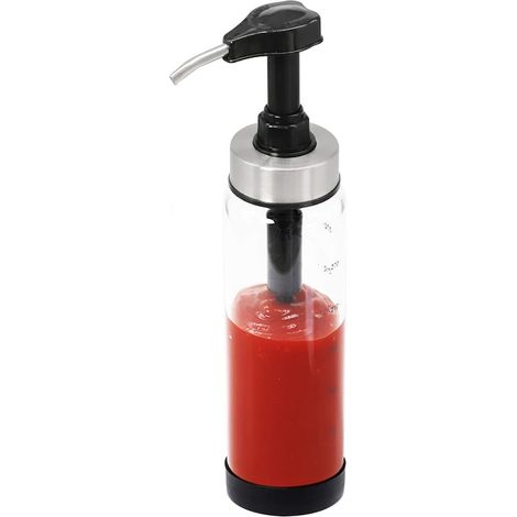 Distributeur de sauce en verre et acier inoxydable 300 ml, verseur anti-gouttes pour cuisine et restaurant (1/5)