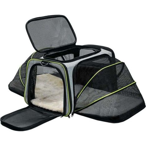 Sac Transport Chat Chien, souple et pliable pour chien avec matelas pneumatique amovible Accepté au Maximum 15lbs/7kg, 40x25x25cm Gris sac de transport pour chat