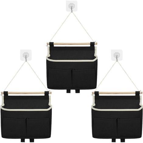 Sac Rangement Suspendu, 3 PCS Sac De Rangement Mural avec 3 Poches Organisateur Poche Suspendu et Crochet Adhésif (1/5)