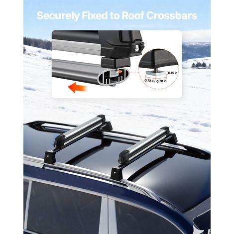 Porte-skis sur barre de toit compatible avec la plupart des