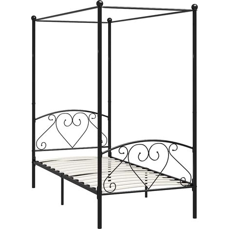 Maison Exclusive - Himmelbett-Gestell Schwarz Metall 120 x 200 cm (1/5)