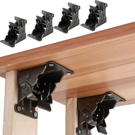 Lot de 4 équerres pliantes. charnières autobloquantes. charnières pour pieds de meubles pliants. pieds de support pliants et fixations pour tables. lits et meubles à mécanisme (1/4)