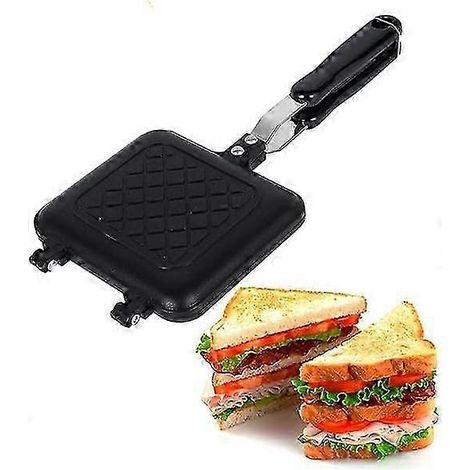 Appareil à croque-monsieur antiadhésif pour camping, avec poignées résistantes à la chaleur, double face multifonction pour la cuisson sur la cuisinière. (1/5)