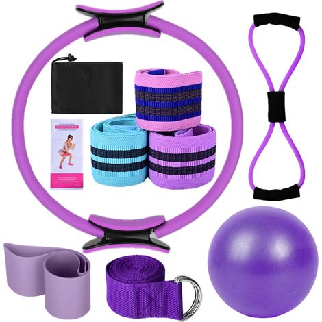 Kits de Yoga pour Femmes à Domicile Pilates Équipement Pilates Magic Ring Butin Bandes pour Exercer Les Fesses Muscles Yoga Ball 25cm Forme 8 Bandes de Résistance Yoga Étirement (1/5)
