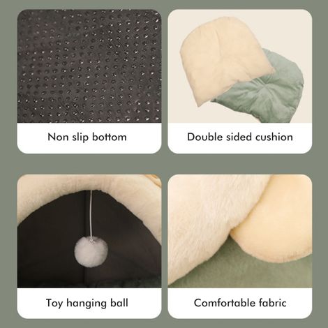 Lit/villa pour chat toutes saisons, chaud et confortable, fermé et lavable, pour chats et chiens, taille S, motif dinosaure. (1/5)