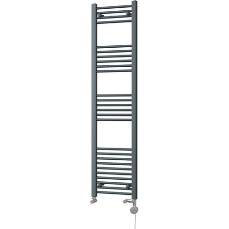 Zennor - Anthracite Dual Fuel Towel Rail H1600mm x W400mm Thermostatic - Straight (1/3)